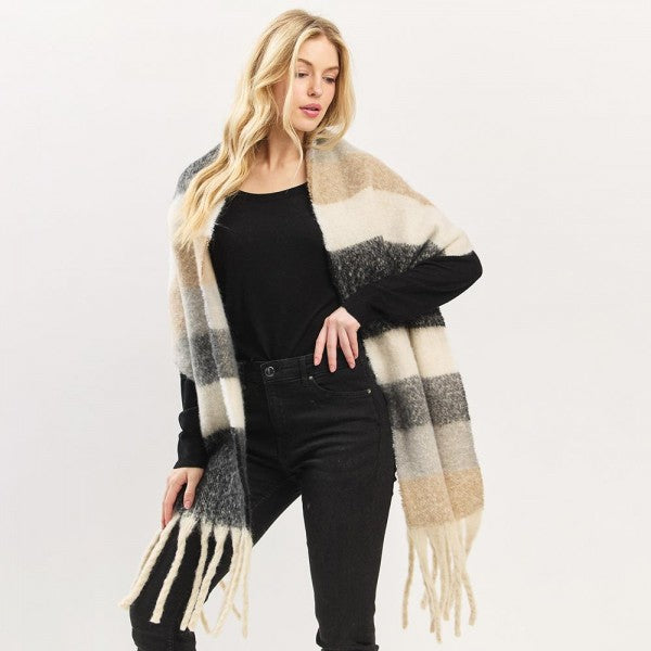 Multi Color Striped Scarf with Tassel