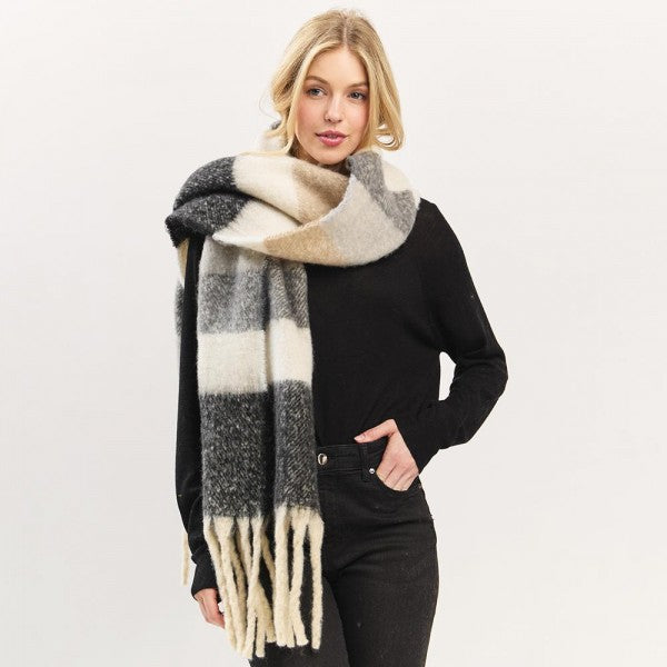 Multi Color Striped Scarf with Tassel