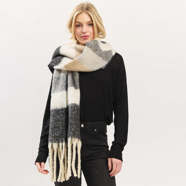 Multi Color Striped Scarf with Tassel