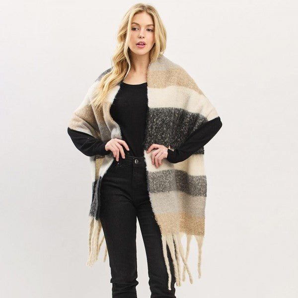 Multi Color Striped Scarf with Tassel