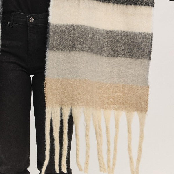 Multi Color Striped Scarf with Tassel