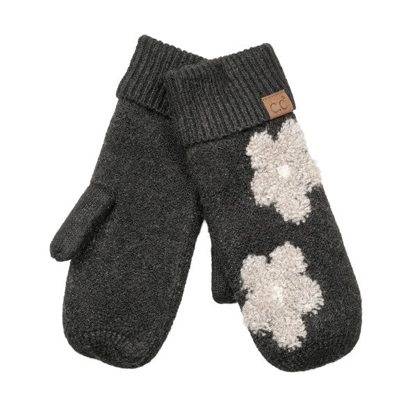 Raised Daisy Knit Mittens