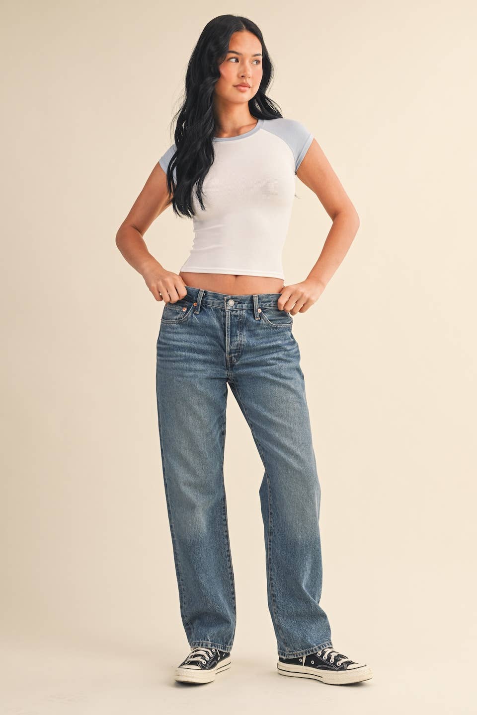 Regan Blue Cap Sleeve Tee