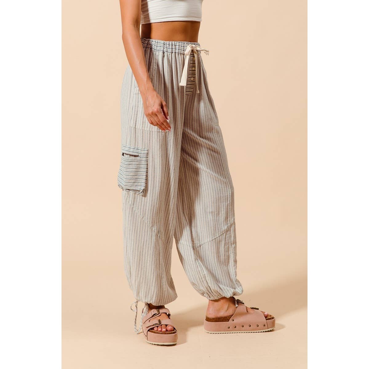 Driftwood Denim multi stripe balloon pants