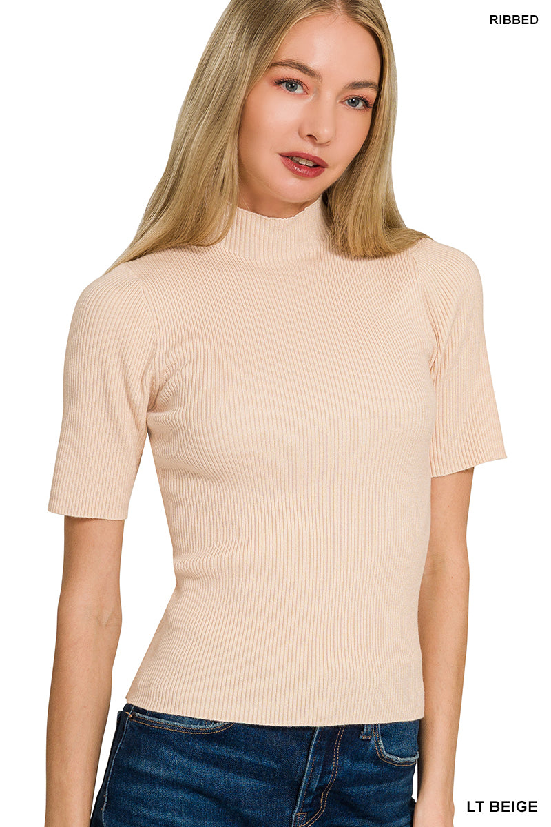 The Downtown Ribbed Mock Neck Sweater
