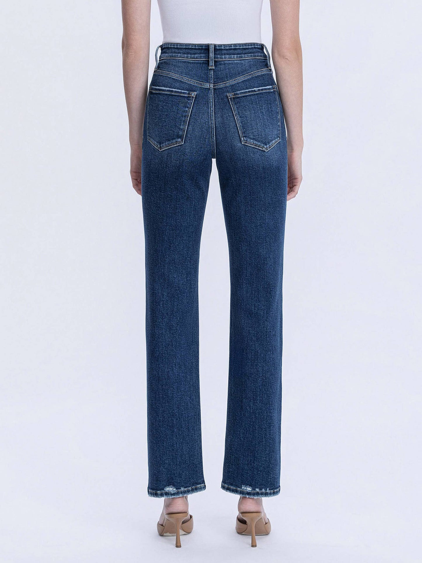 Blue Hour High Rise Full Length Dark Wash Straight Jeans