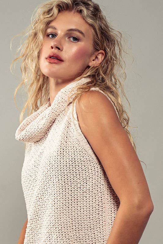 Sleeveless Cowl Neck Cream top
