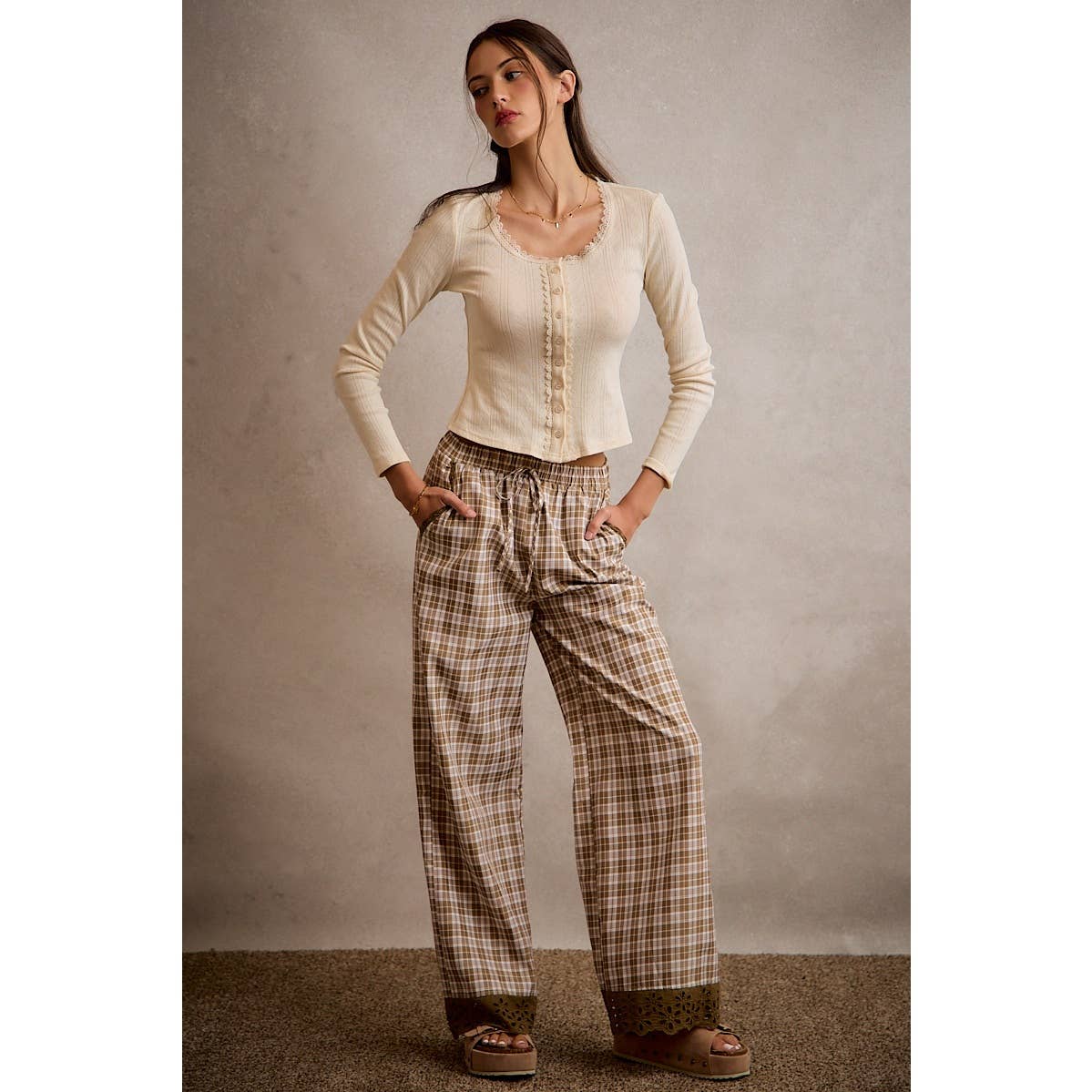 The Autumn Lace Plaid Pants