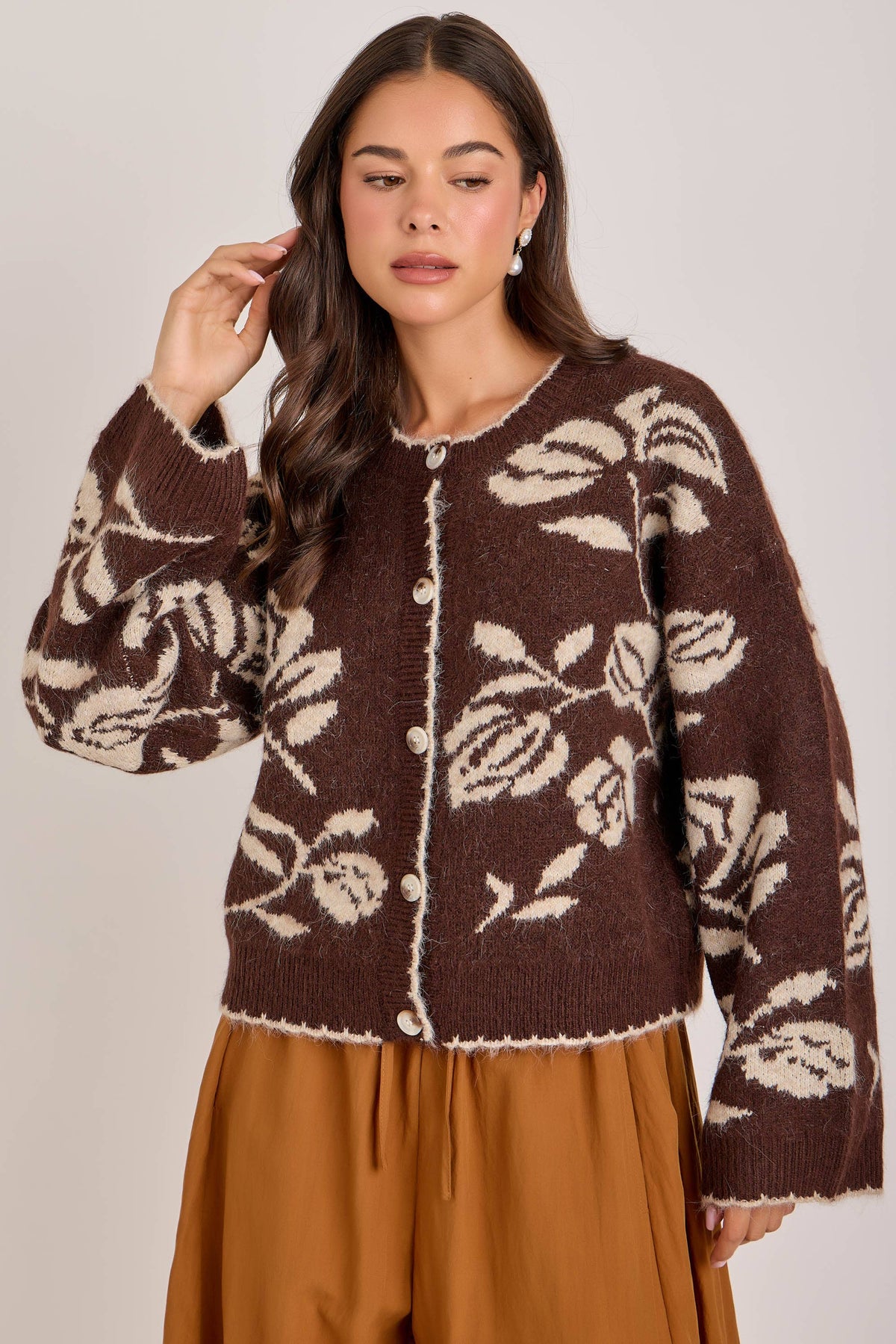 The Espresso Floral Cardigan