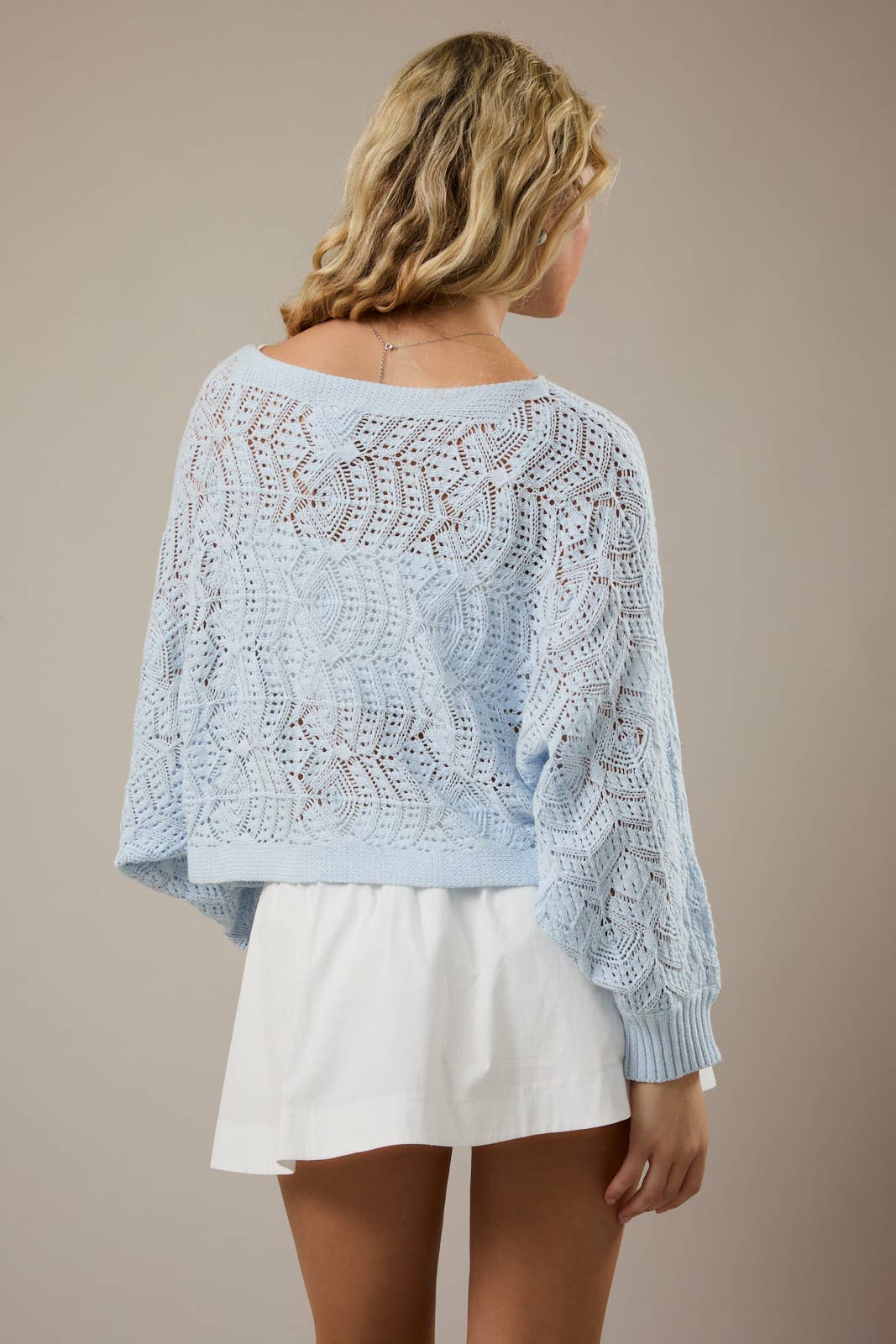 Light Blue Blue Crochet Cardigan