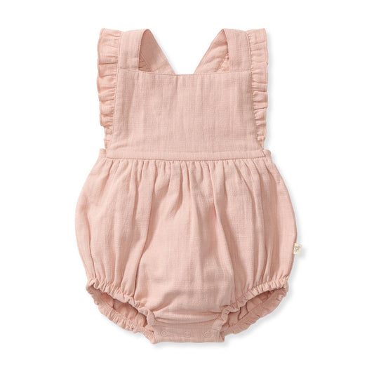 Piper Gauze Pink Girl Romper