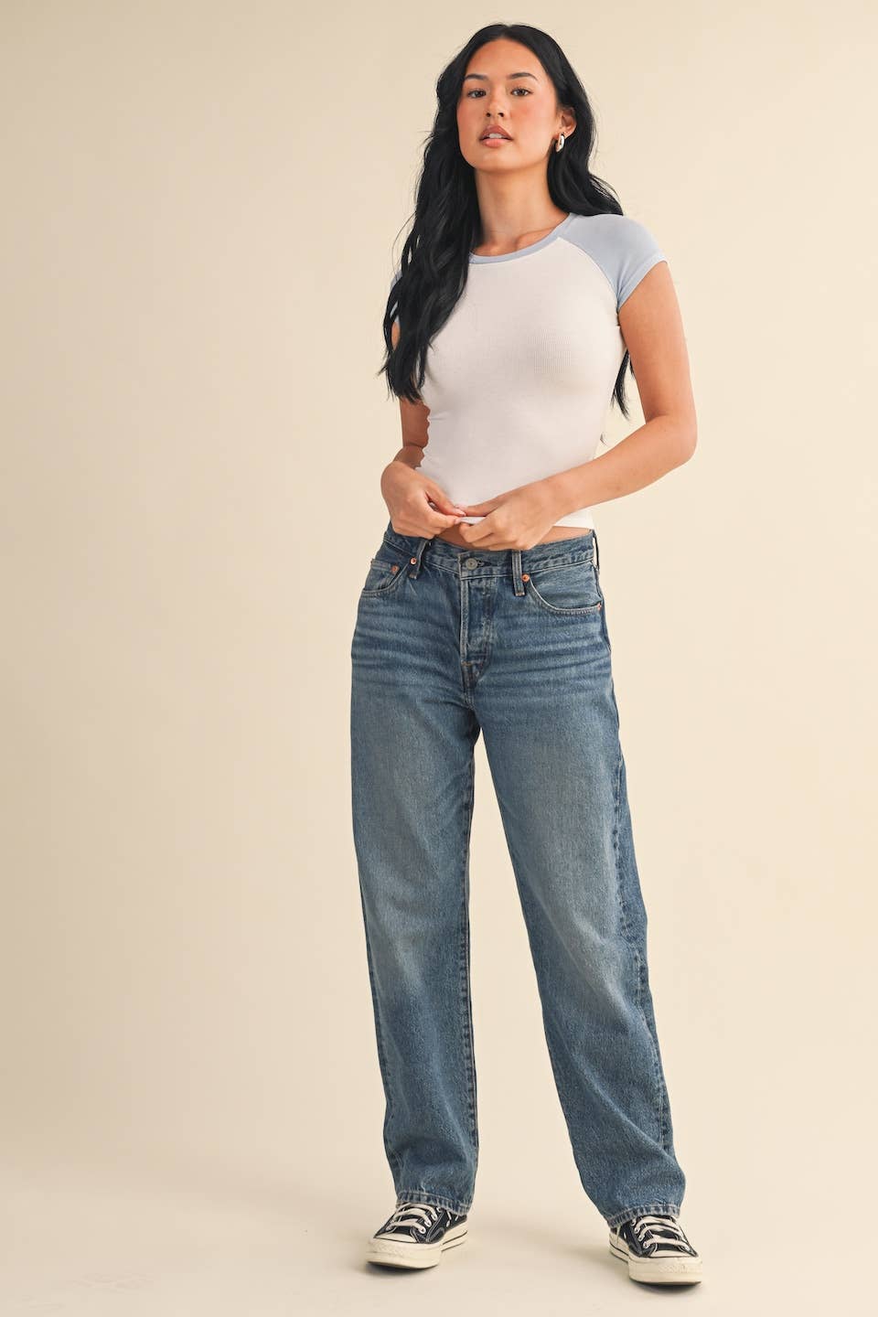 Regan Blue Cap Sleeve Tee