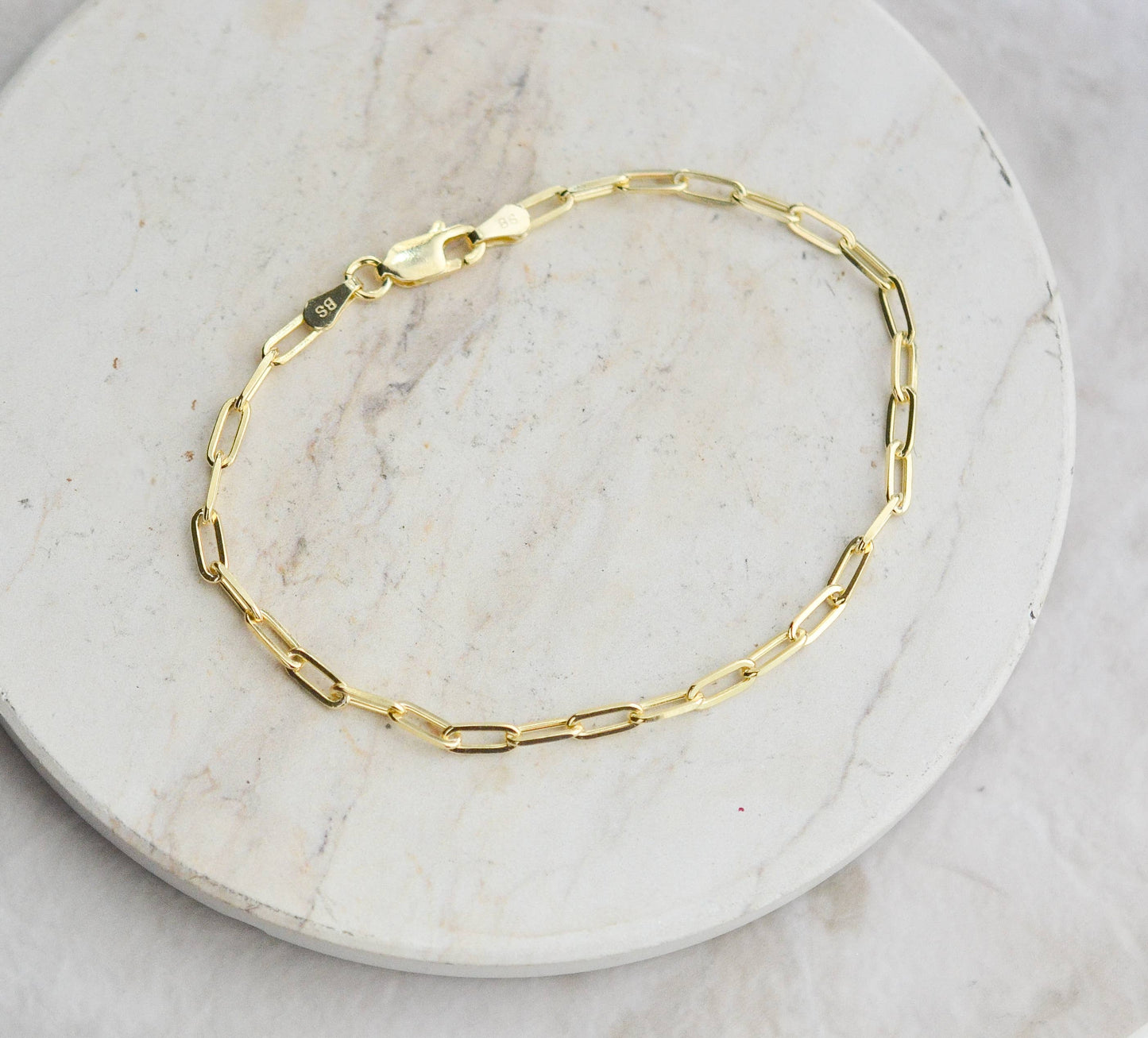 Gold over Sterling Paperclip Bracelet