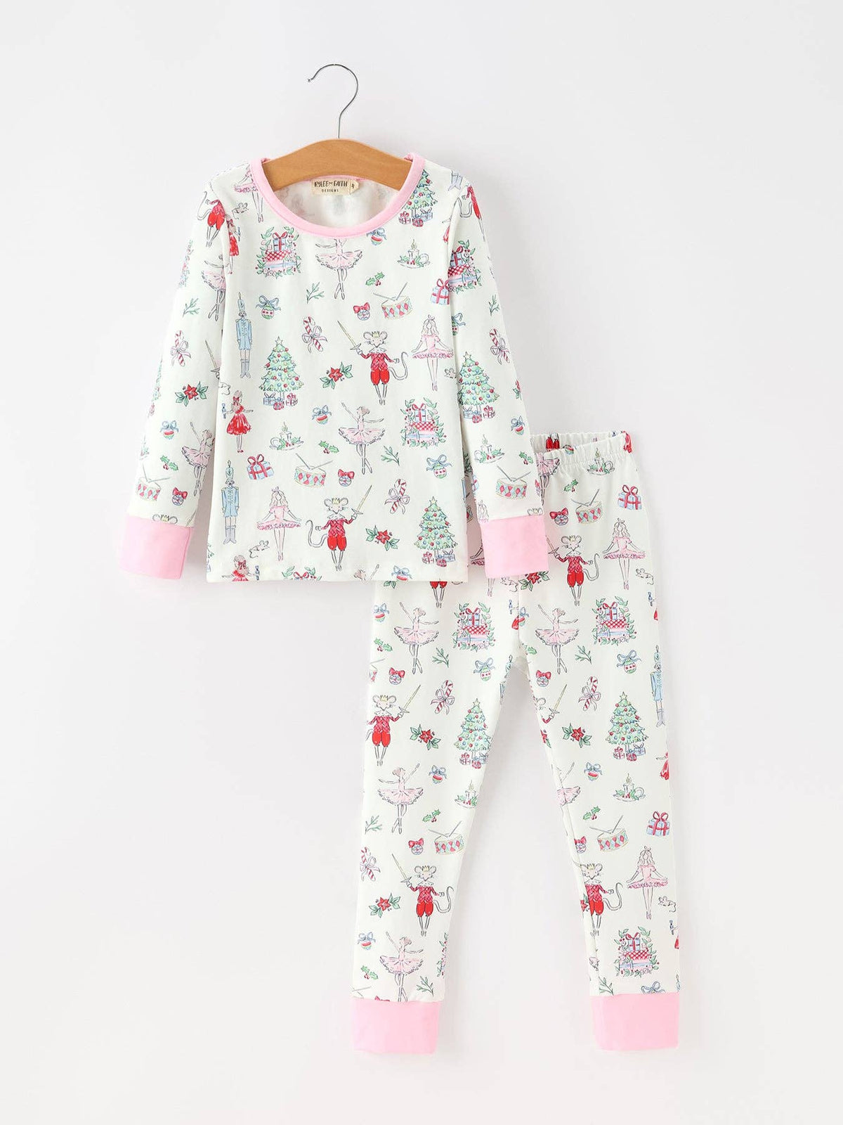 Christmas Girls Ballet Holiday Long Sleeves Pajama Set