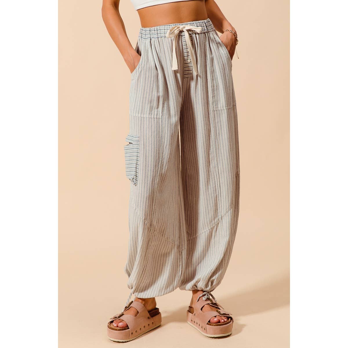 Driftwood Denim multi stripe balloon pants