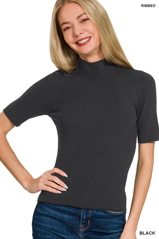 The Downtown Ribbed Mock Neck Sweater