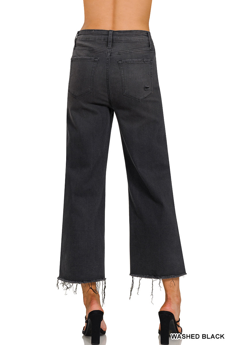 Charlotte high rise washed black cropped jean