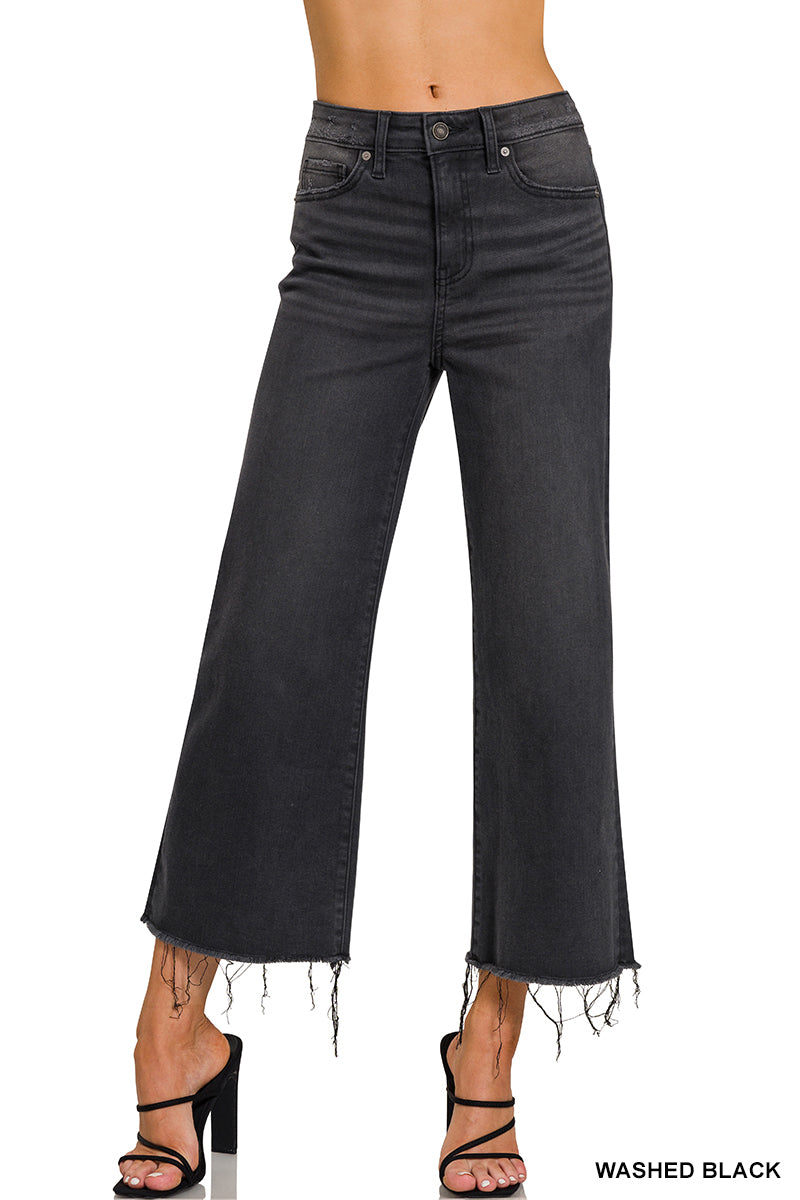 Charlotte high rise washed black cropped jean
