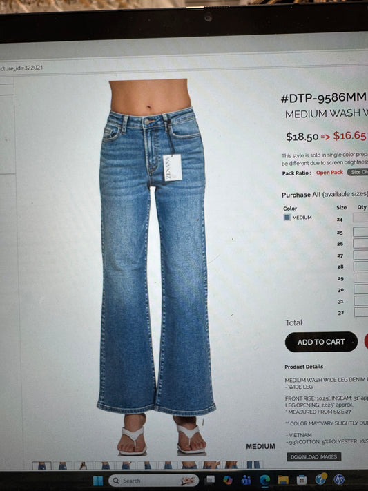 Zenana Medium Wash Wide Leg Jeans