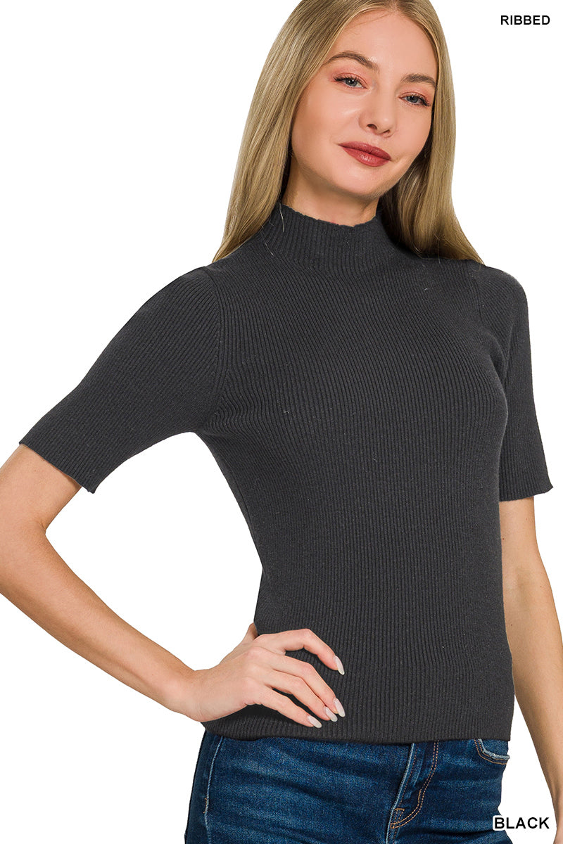 The Downtown Ribbed Mock Neck Sweater