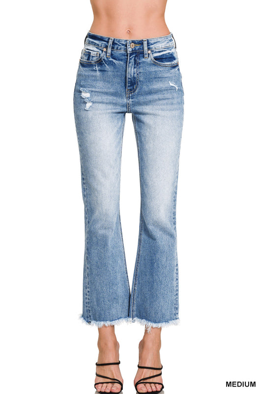 Laurie high rise straight raw hem cropped jeans