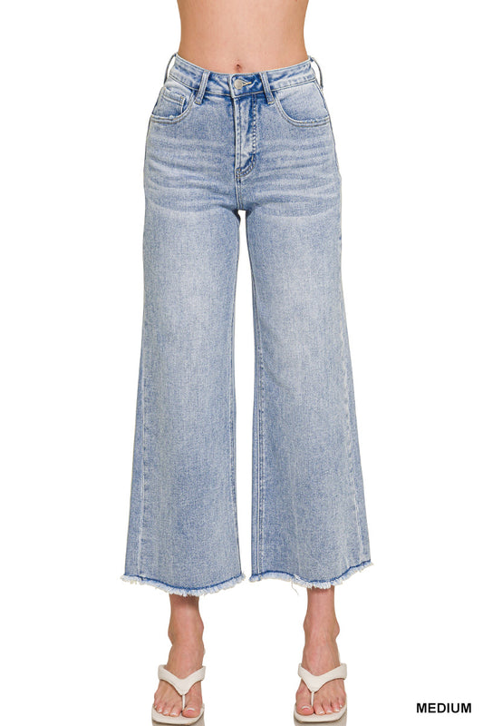Junie high waist wide leg fray hem jeans