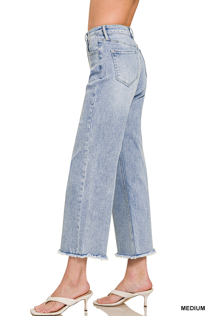 Junie high waist wide leg fray hem jeans