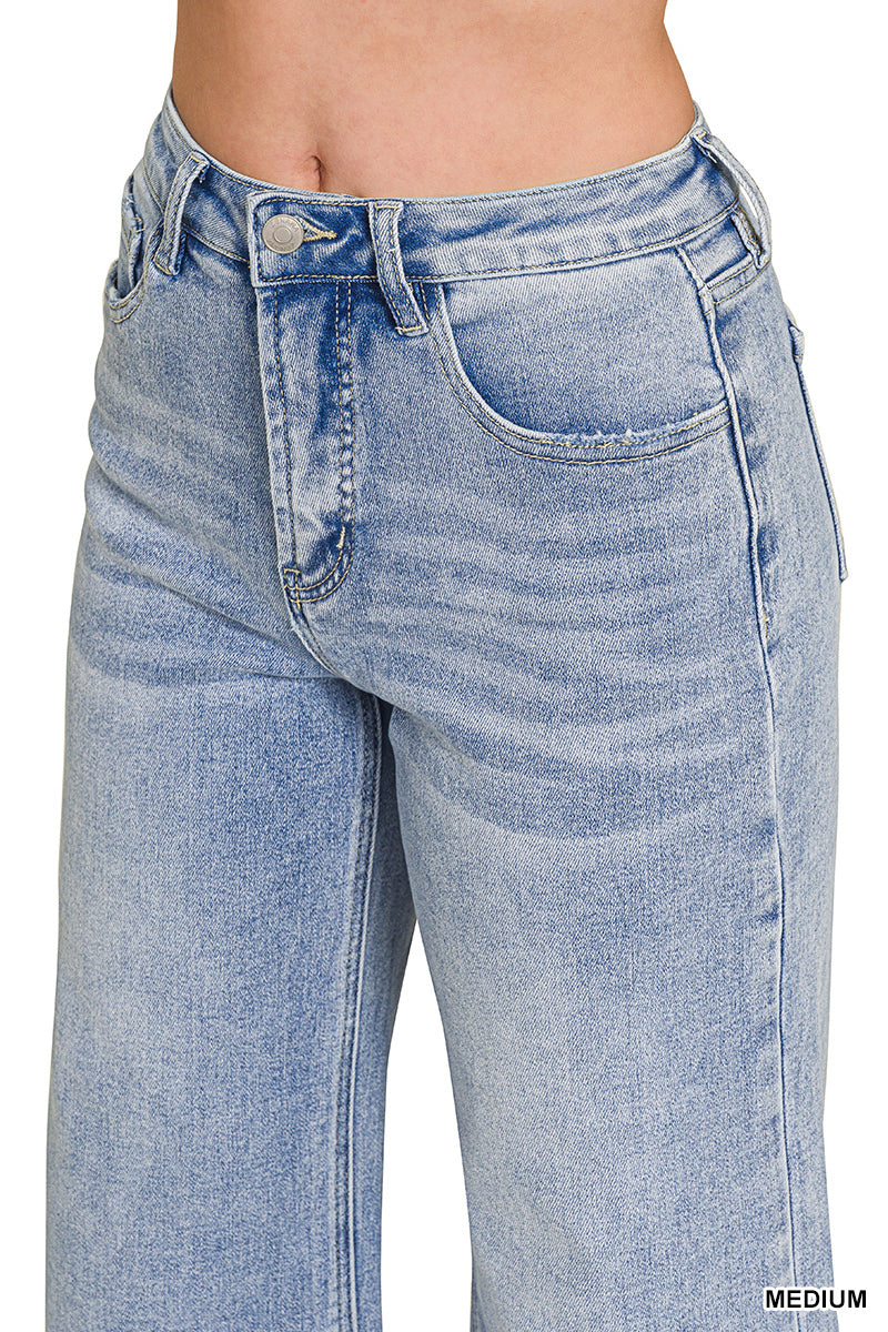 Junie high waist wide leg fray hem jeans