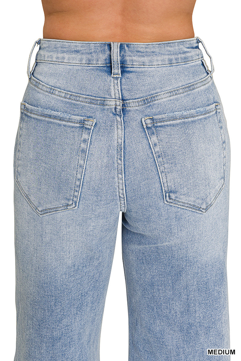 Junie high waist wide leg fray hem jeans