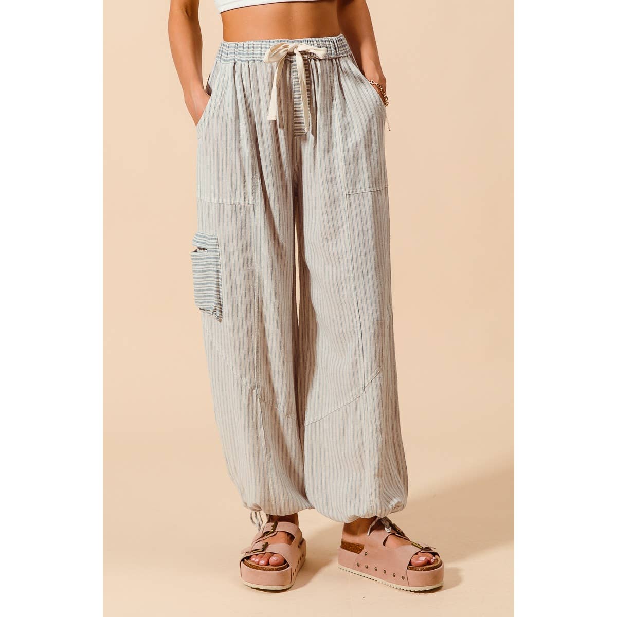Driftwood Denim multi stripe balloon pants