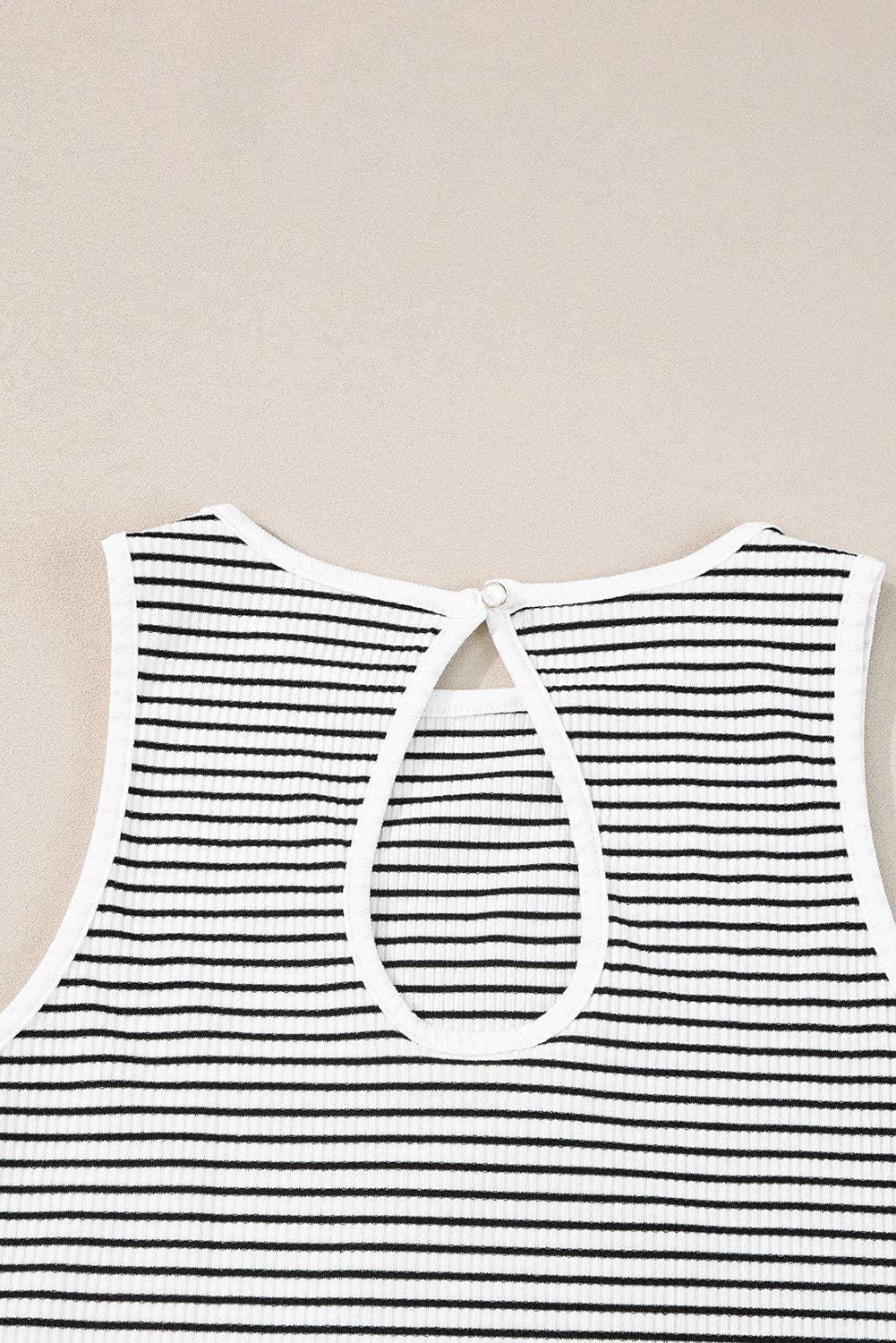Striped Print Ribbed Knit Tank Top