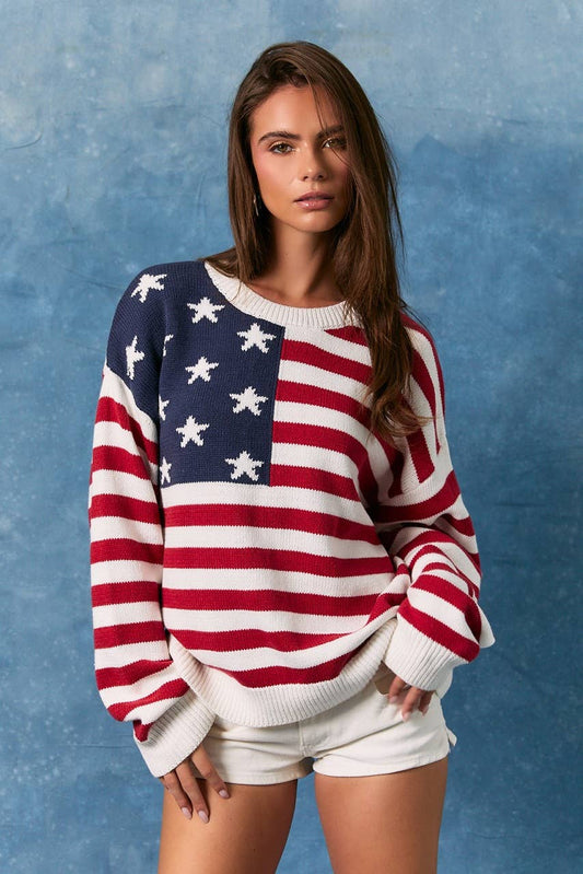 AMERICAN FLAG SWEATER TOP