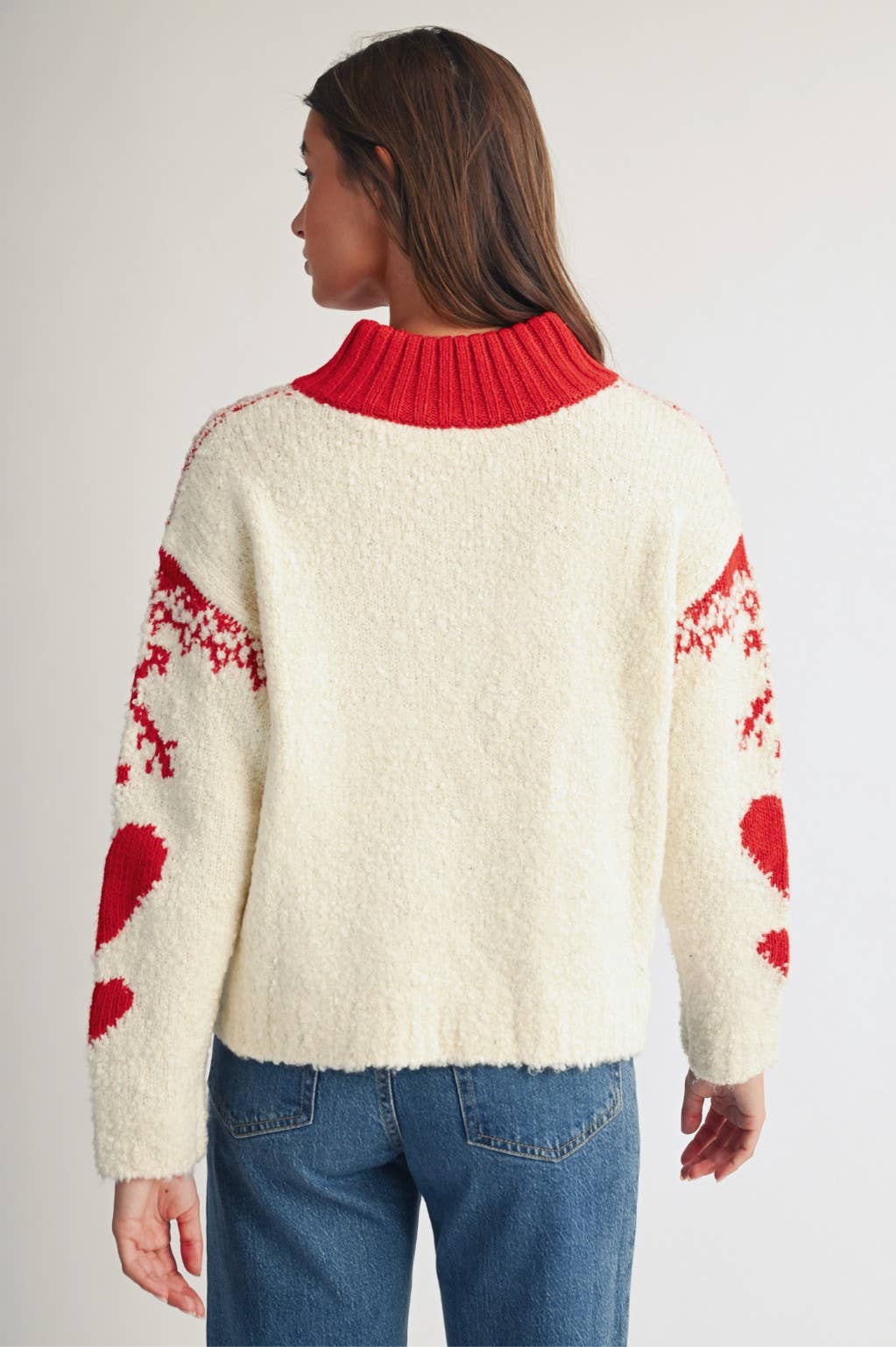 Fair Isle Half Zip Bouclé Sweater