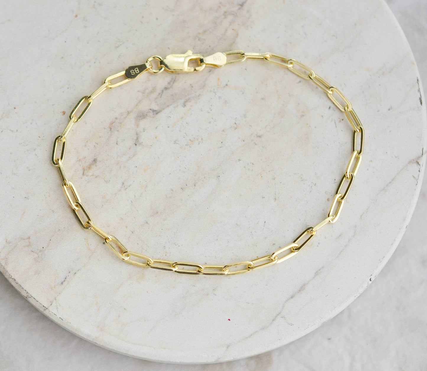 Gold over Sterling Paperclip Bracelet