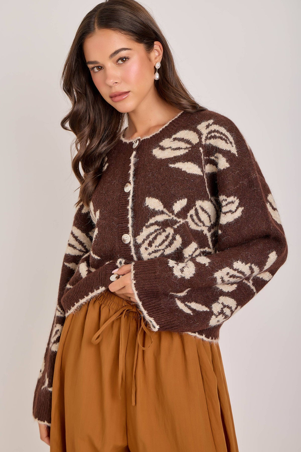 The Espresso Floral Cardigan