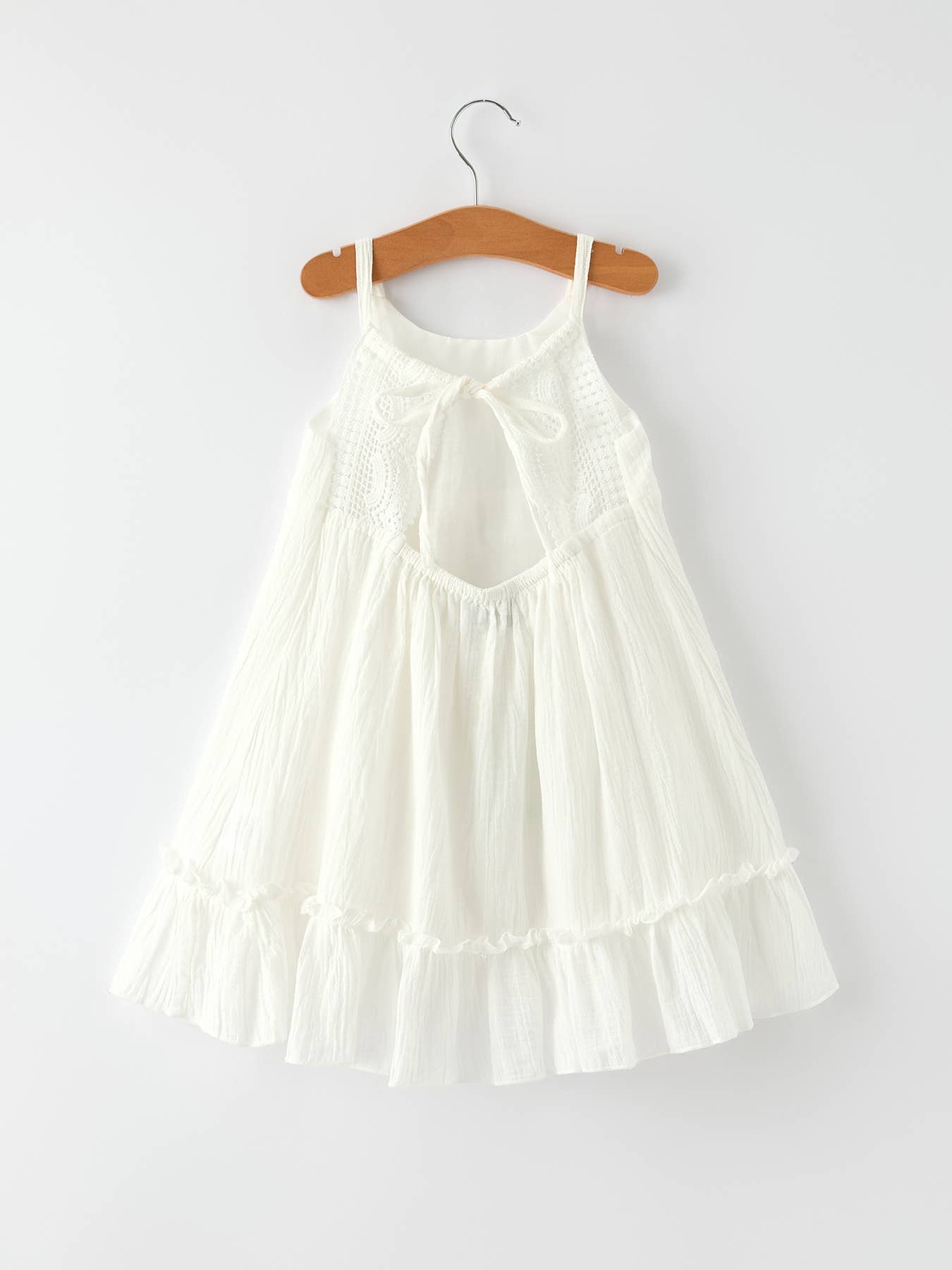 Elodie White Girls Backless Suspender Dress