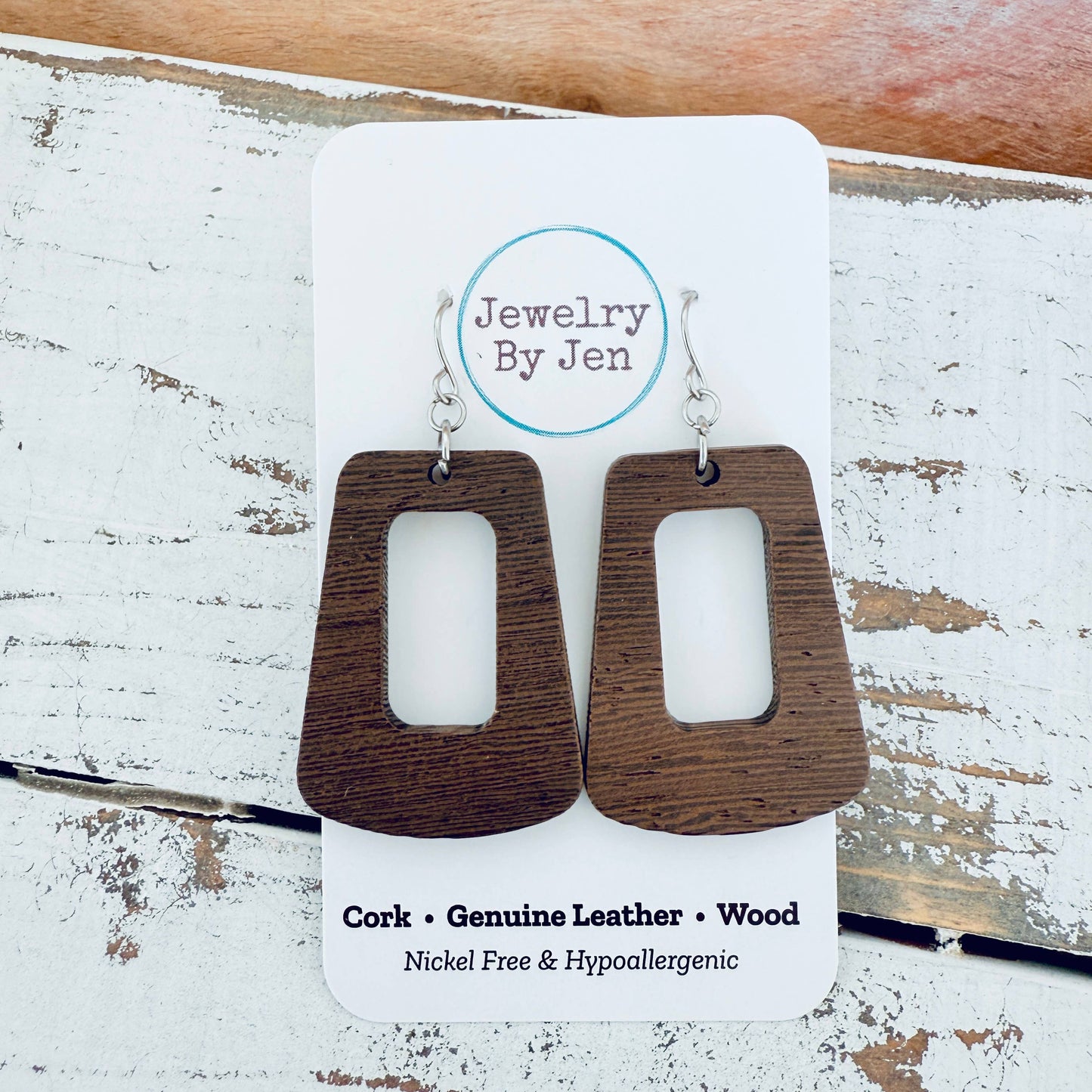 Wood Trapezoid Earrings