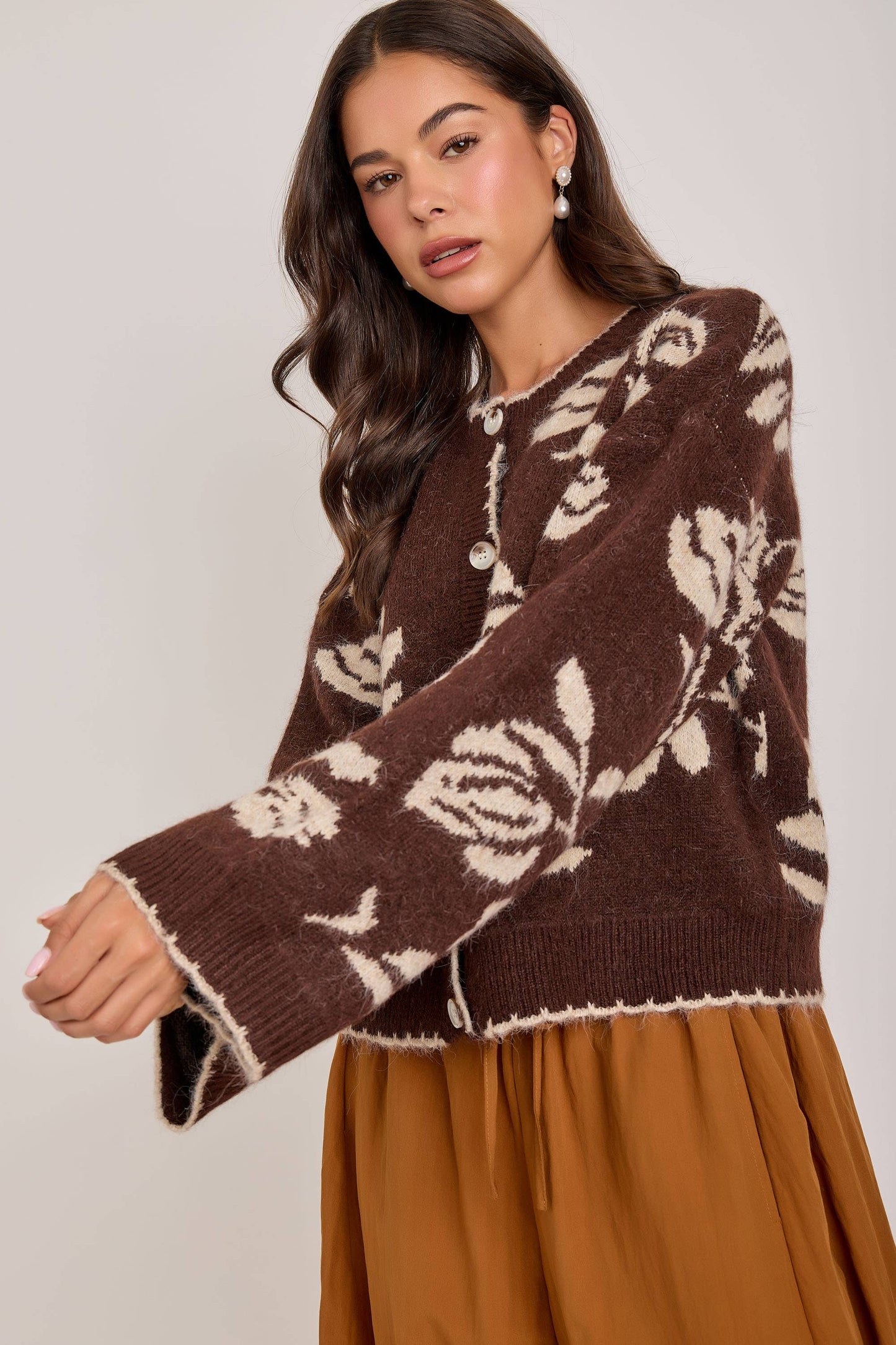 The Espresso Floral Cardigan