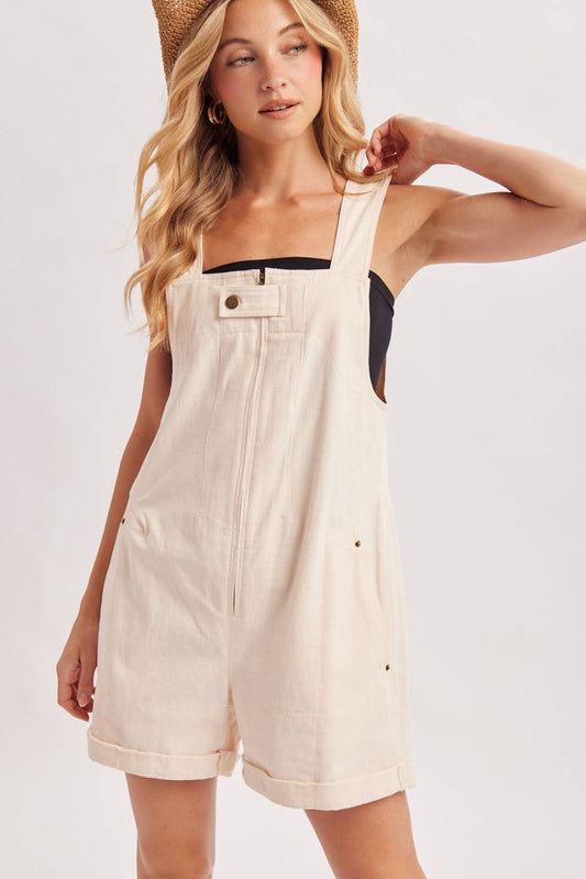 Hannah Shortalls with a zipper front