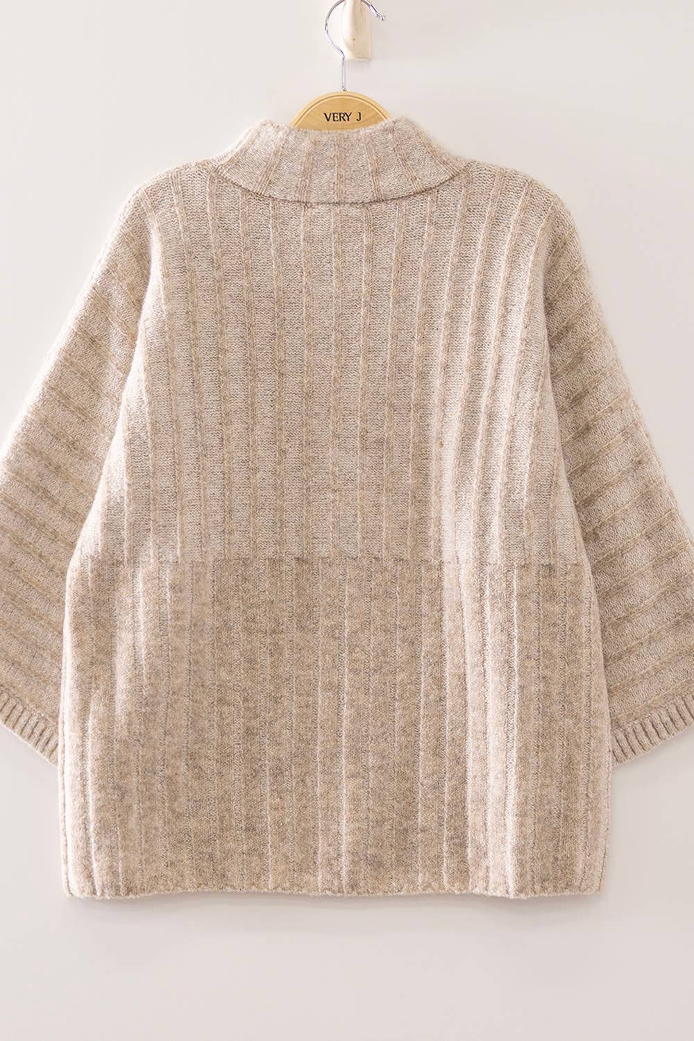 Sunday stroll oatmeal ribbed and mock neck sweater