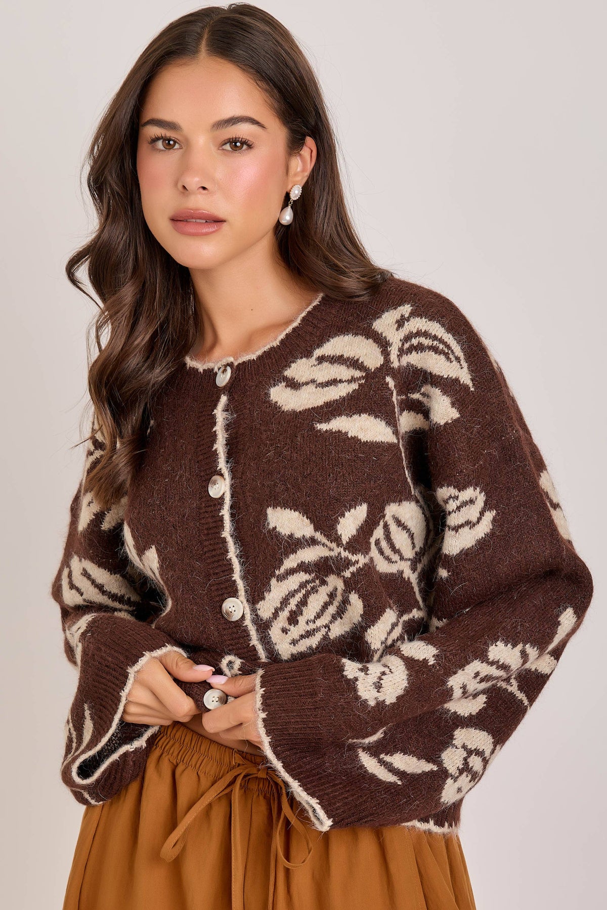 The Espresso Floral Cardigan