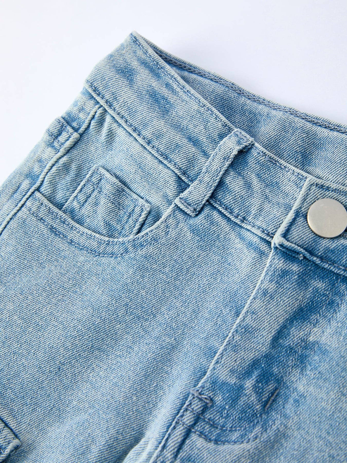 Reese Wide-Leg Denim Pants With Pockets
