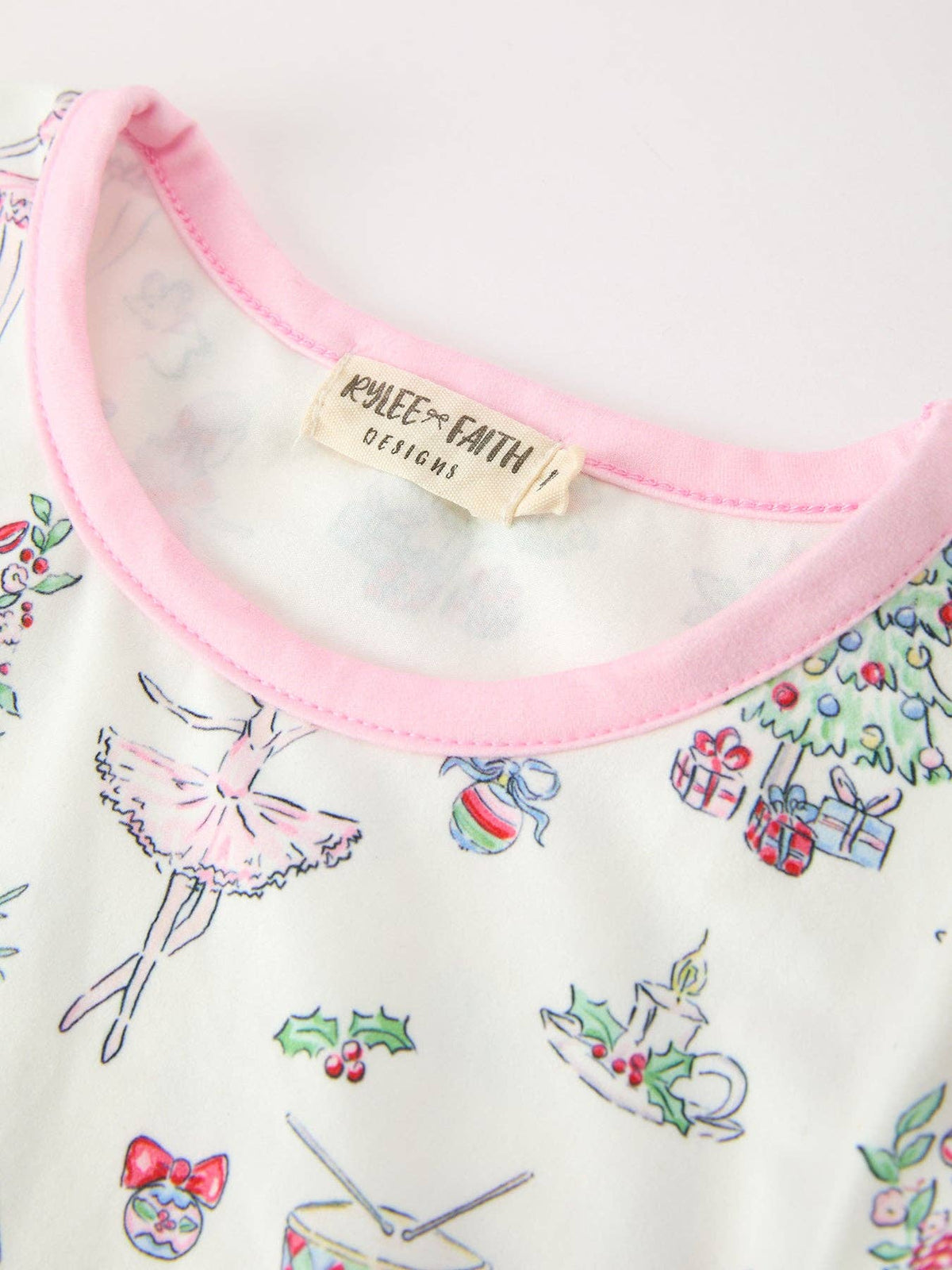 Christmas Girls Ballet Holiday Long Sleeves Pajama Set