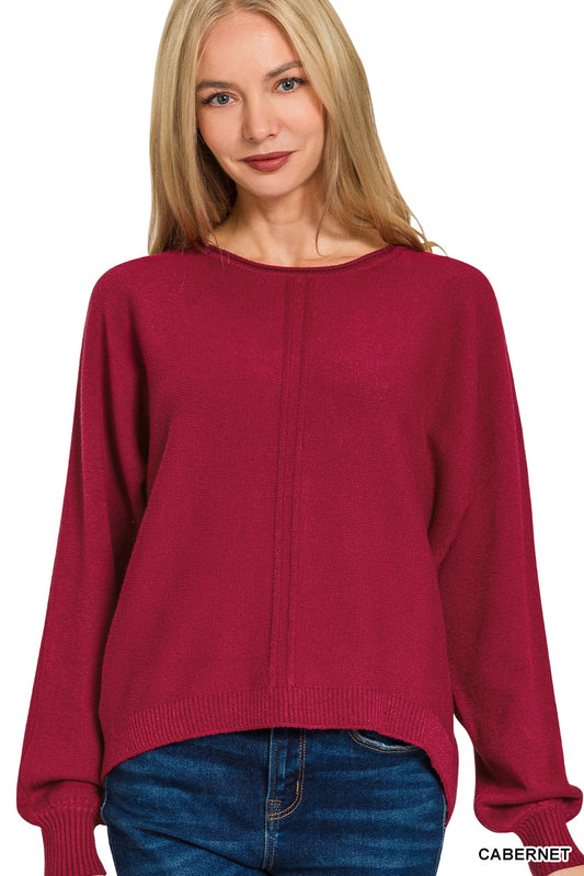 Front Seam Round Neck Sweater