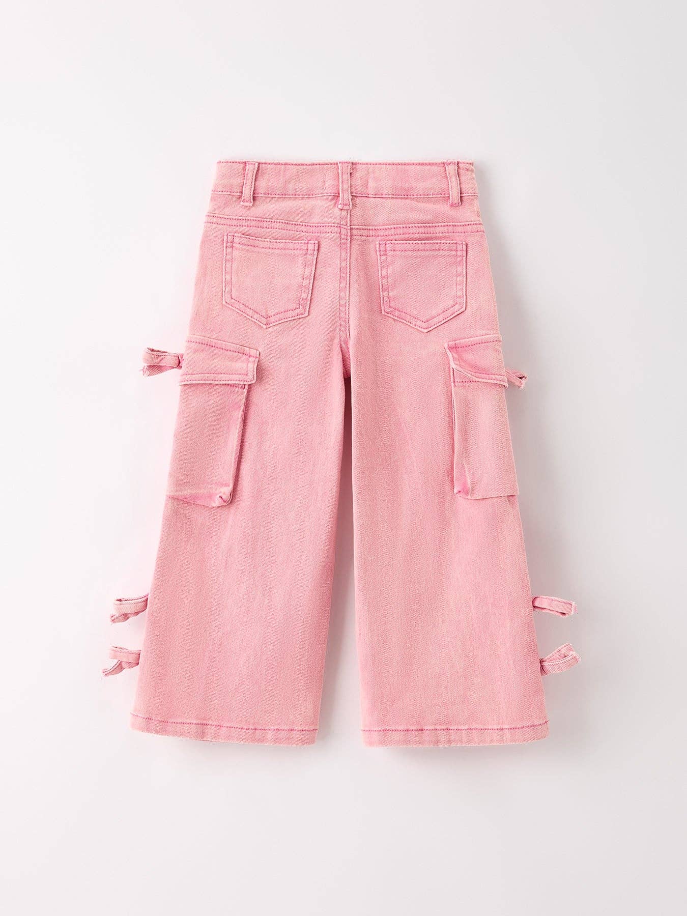 Remi Pink Wide-Leg Denim Pants With Pockets