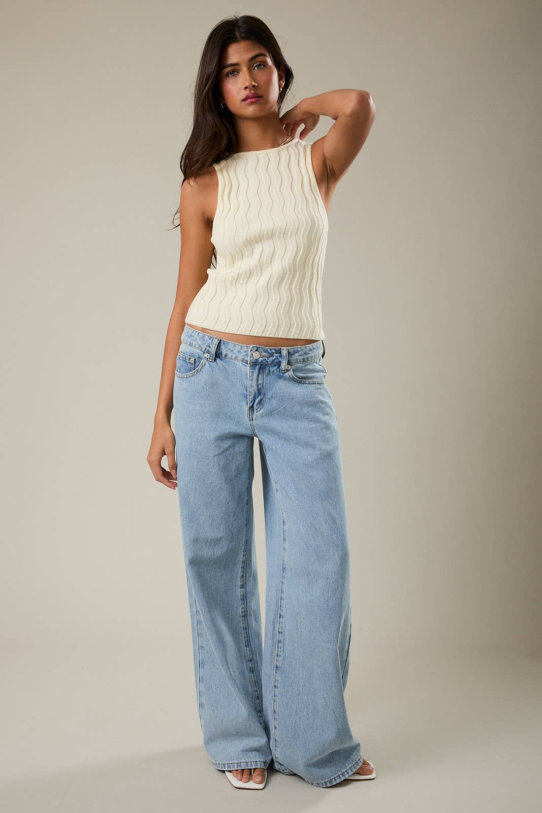 Ivory Boat Neck Sweater Tank