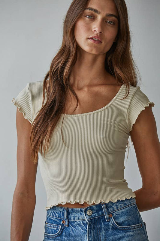 Oak Buff Knit Seamless Ribbed Crop Top