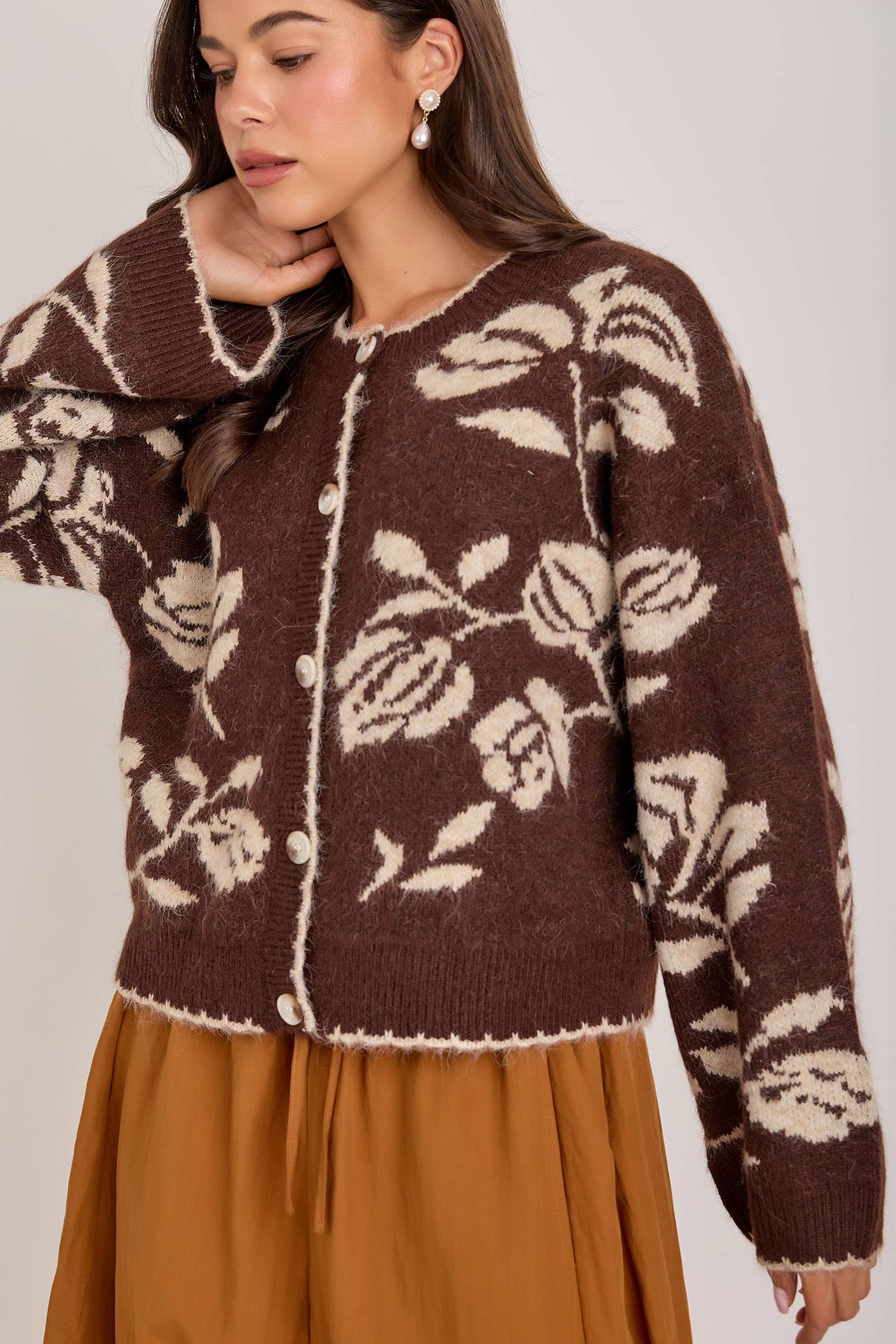 The Espresso Floral Cardigan
