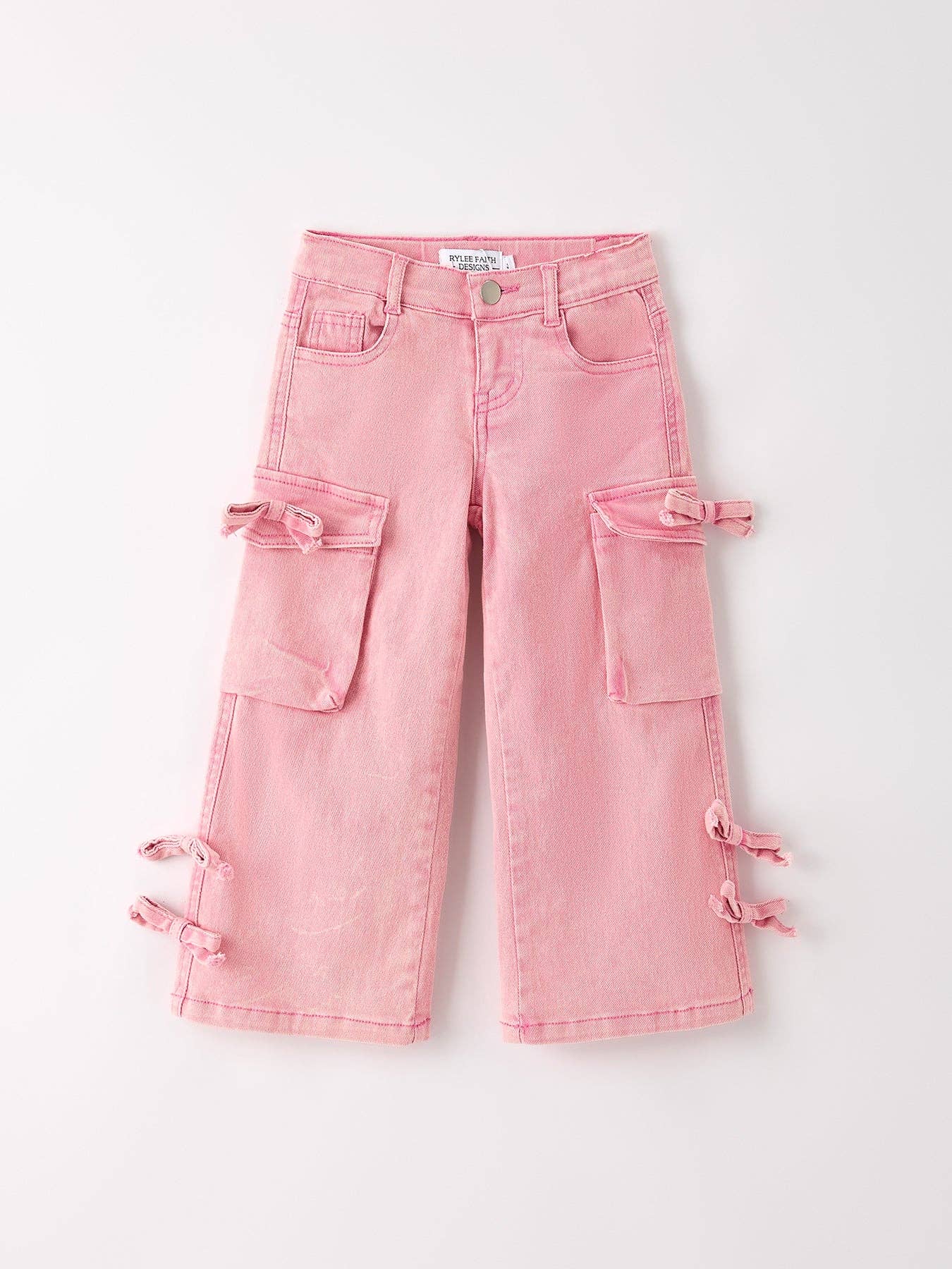 Remi Pink Wide-Leg Denim Pants With Pockets