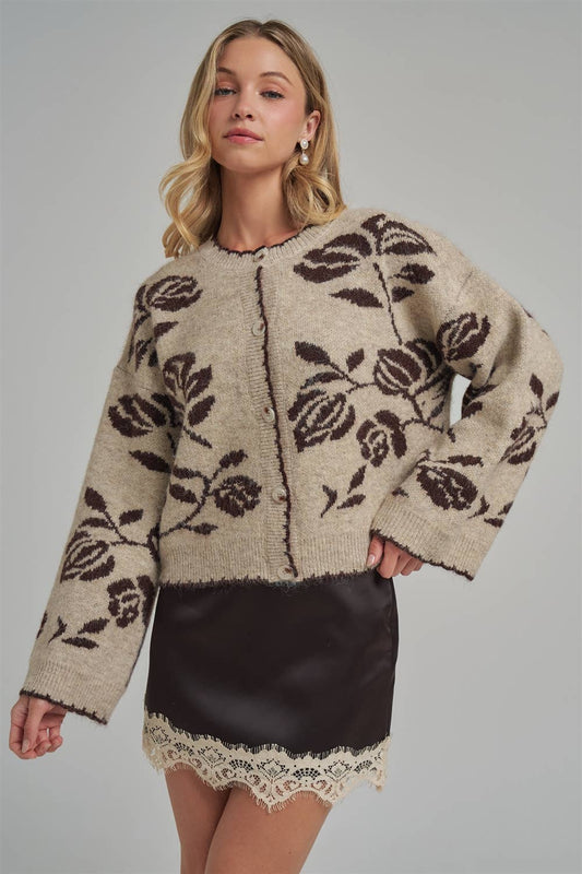 The Mocha Floral Cardigan